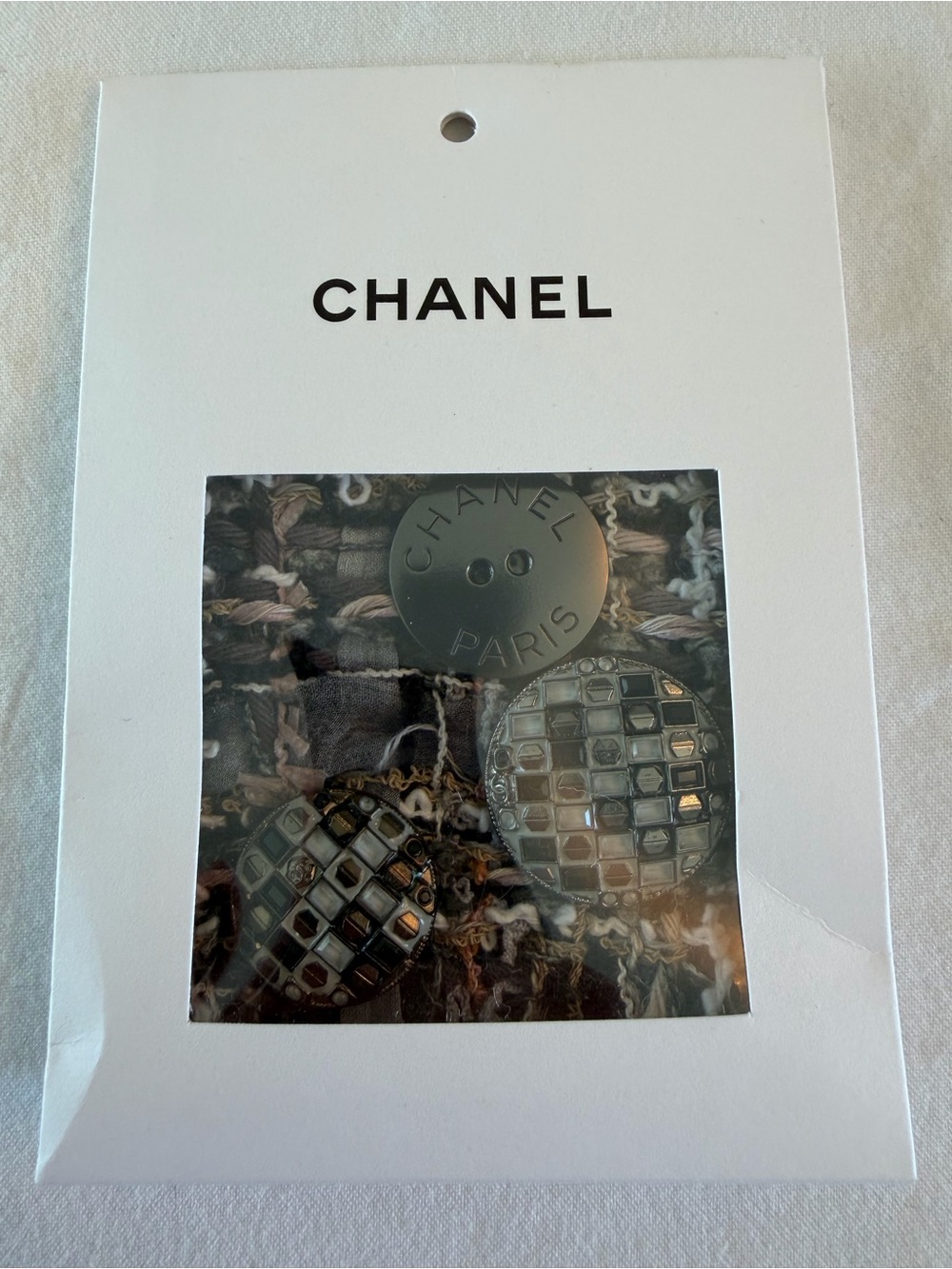 CHANEL Black and Silver Button Cloth Patch Set